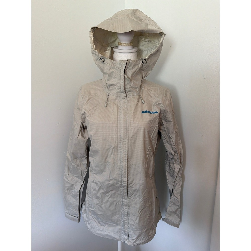 Patagonia Torrentshell 2.5L Rain Jacket Womens Medium Beige H2No Hooded Shell